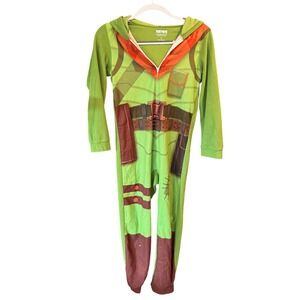 Fortnite L Lizard Onesie Hooded Costume‎ Pajamas Kids Large Green